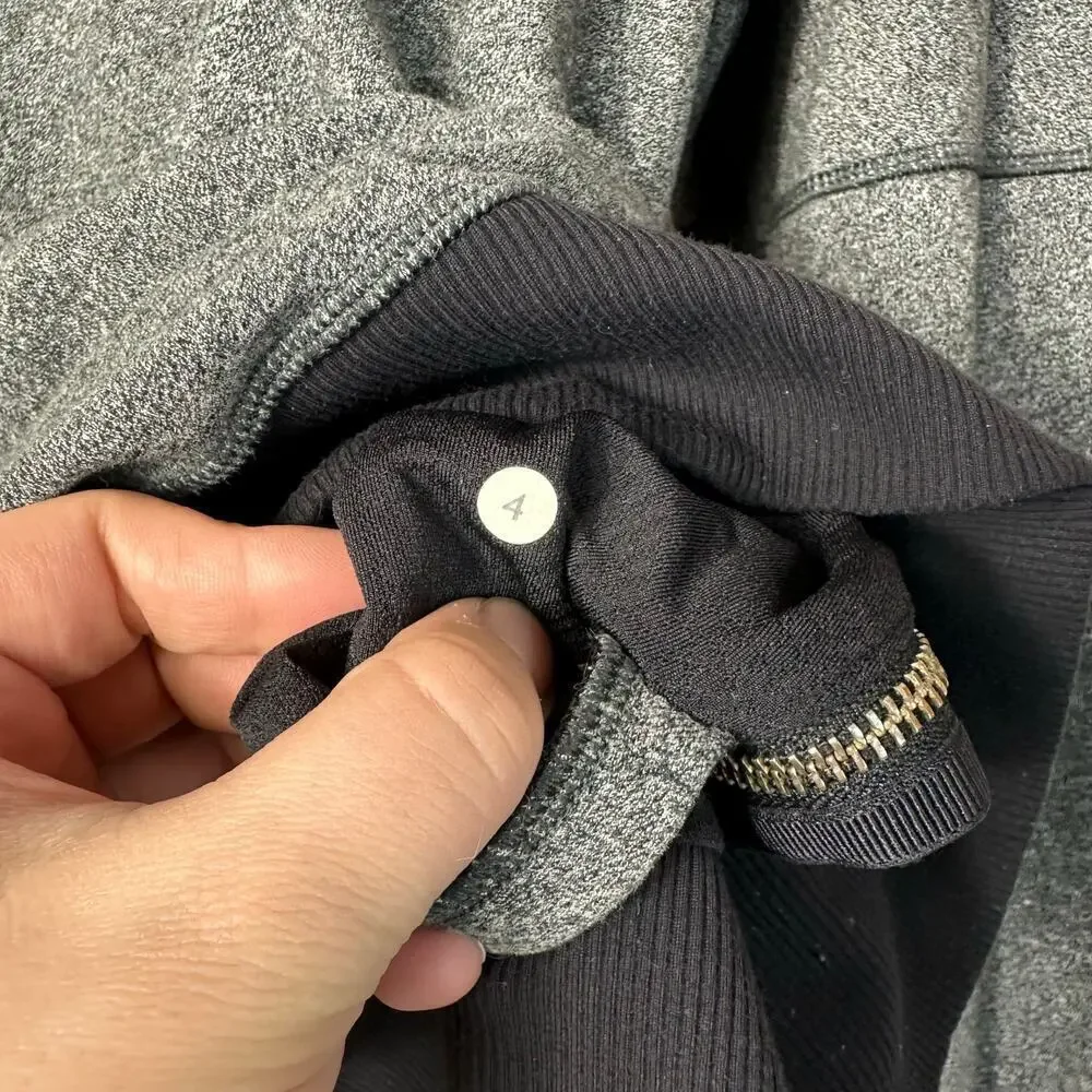 Lululemon Om & Roam Pullover Hoodie Sweatshirt Zip Athletic Neutral Gray Black 4